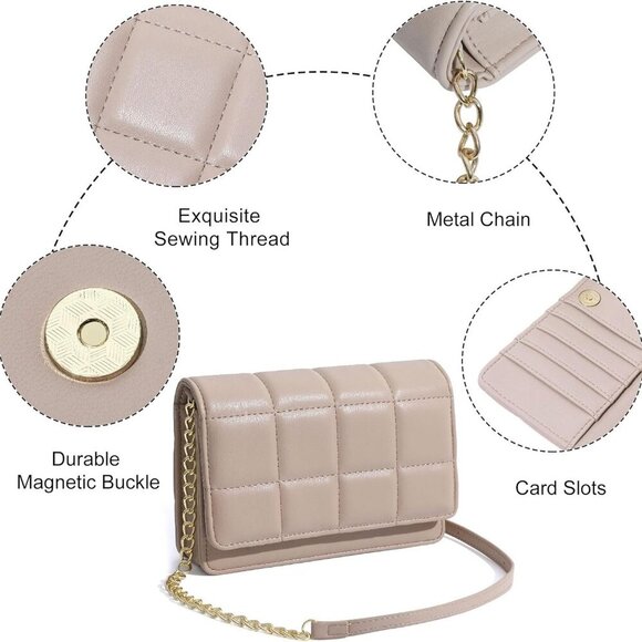 Small Purses for Women Trendy Quilted Leather Mini Crossbody Wallet Chain Little - Picture 6 of 6